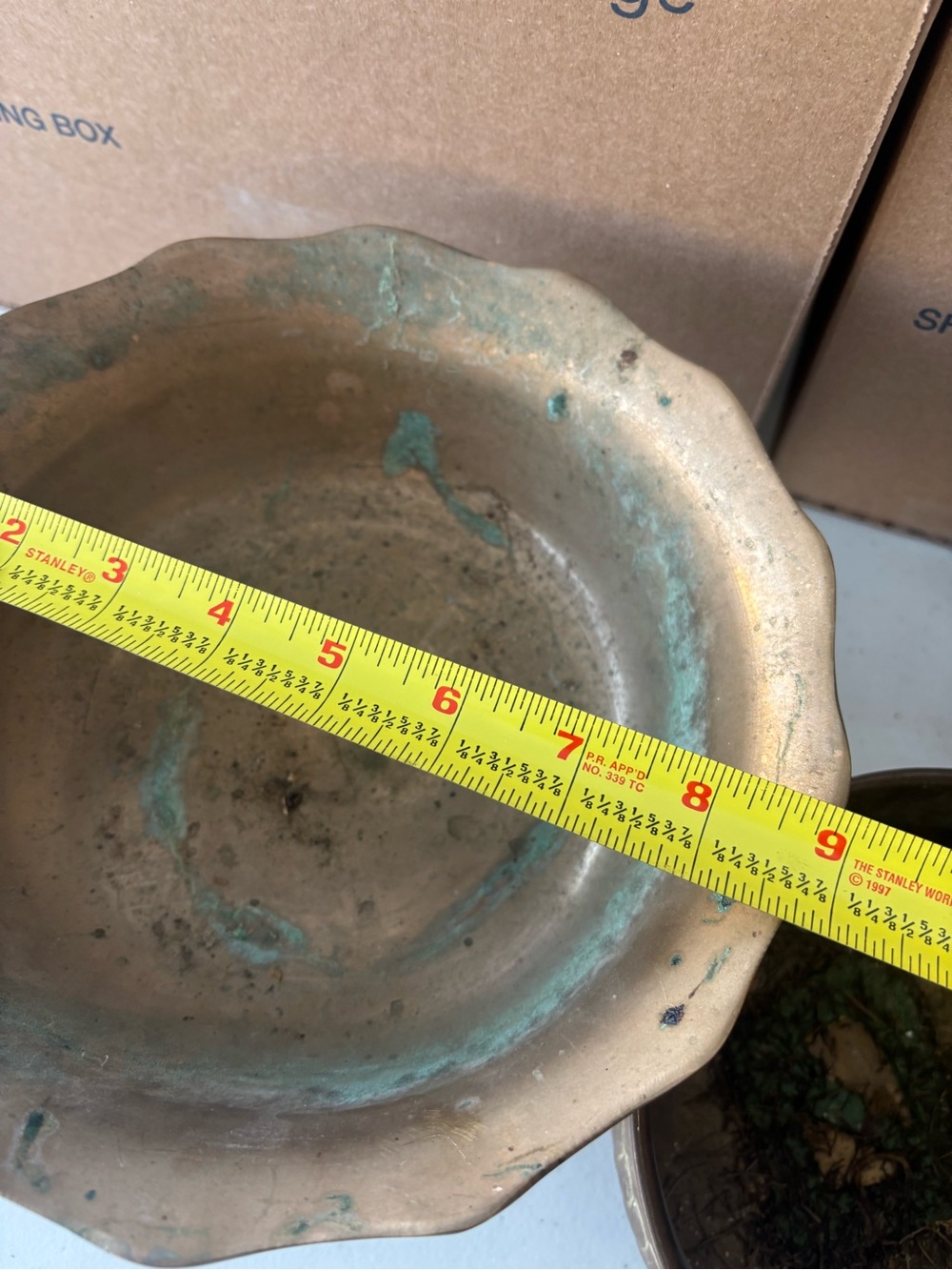 Vintage Brass Bronze Decorative Footed Bowls - Brown Brass Finish - Picture 8 of 14